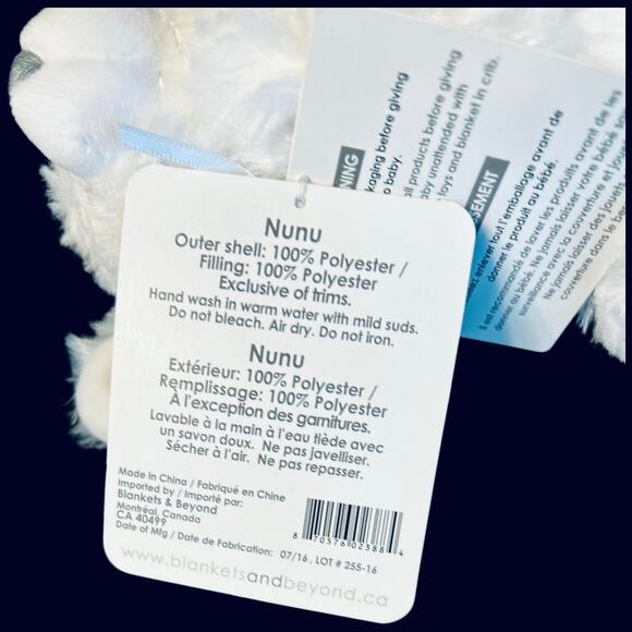 NWT Blankets & Beyond Pure White Teddy with Silver Baptism Cross Snuggy - Picture 4 of 7